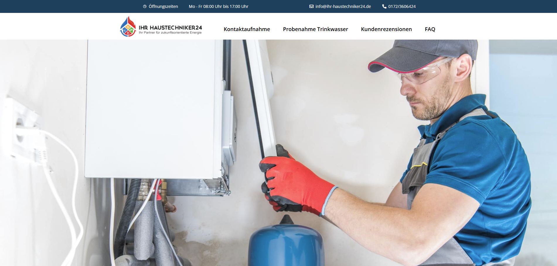 Screenshot der Website ihr-haustechniker24.de – Heizungs- und Sanitärbetrieb in Nordhessen